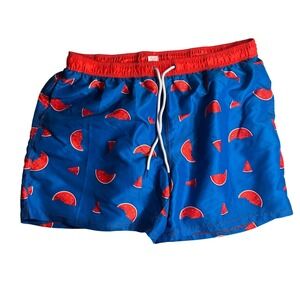 Celebrate brand Patriotic Blue swim trunks W/ Watermelons are sized‎ XXL (44-46)
